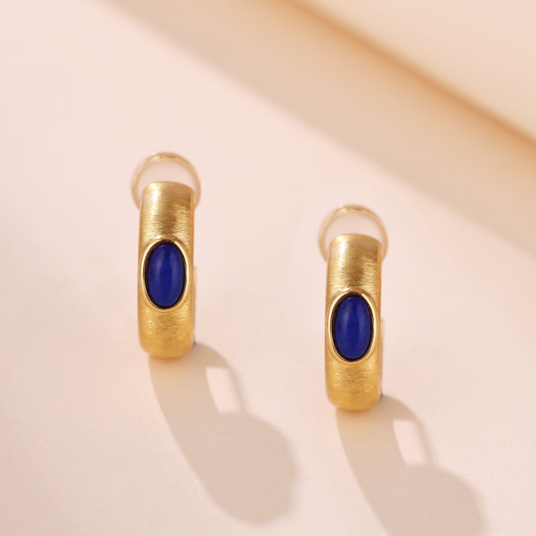 Boucles d'Oreilles Lapis Lazuli Secrets d'Étoile Argent Plaqué Or - Biloria