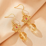 Boucles d'Oreilles Lotus Citrine – Argent Plaqué Or - Biloria