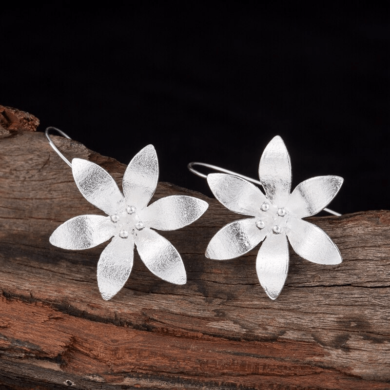 Boucles d'Oreilles Lotus Éclos Argent 925 Fait Main - Biloria