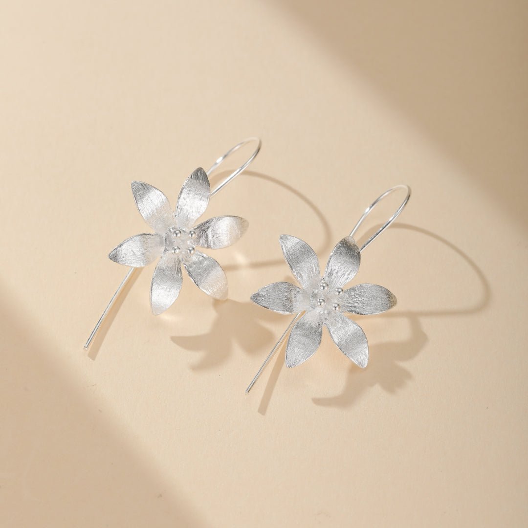 Boucles d'Oreilles Lotus Éclos Argent 925 Fait Main - Biloria