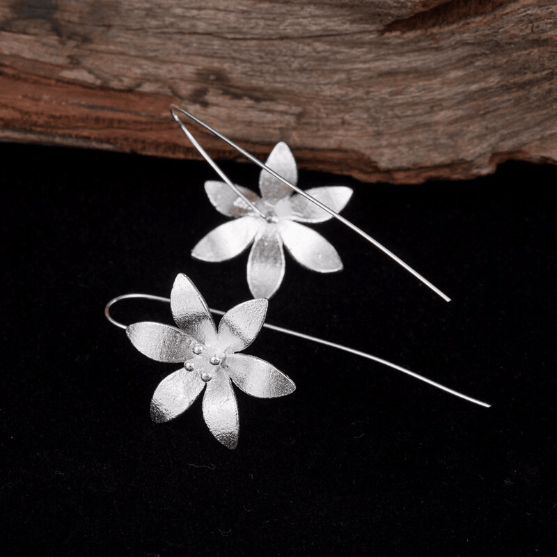 Boucles d'Oreilles Lotus Éclos Argent 925 Fait Main - Biloria