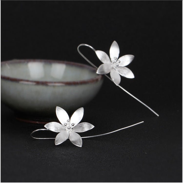 Boucles d'Oreilles Lotus Éclos Argent 925 Fait Main - Biloria