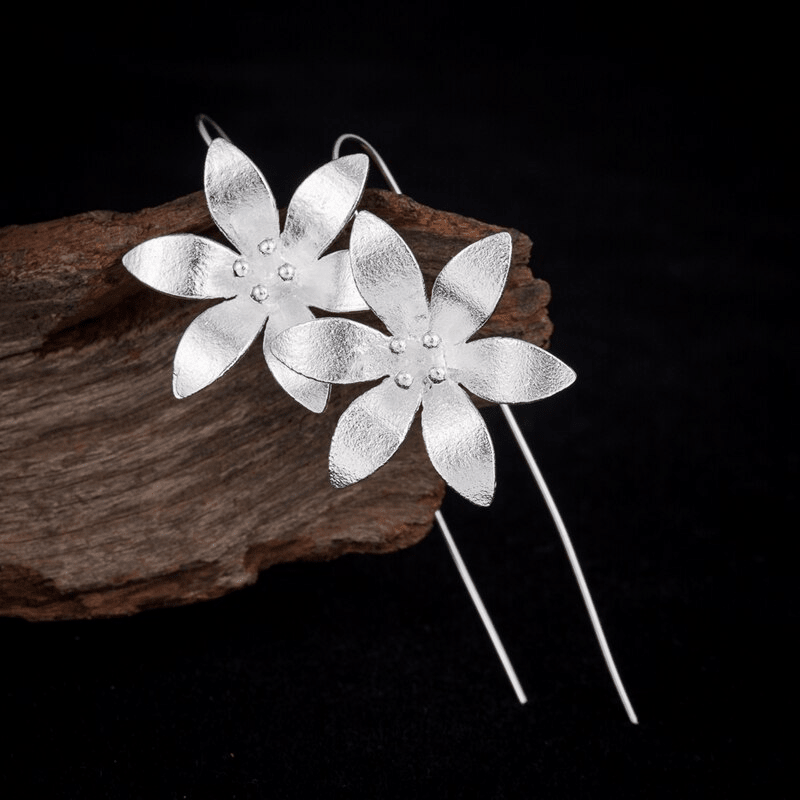 Boucles d'Oreilles Lotus Éclos Argent 925 Fait Main - Biloria