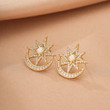 Boucles d'Oreilles Lune Étoile Opale Zircon - Biloria