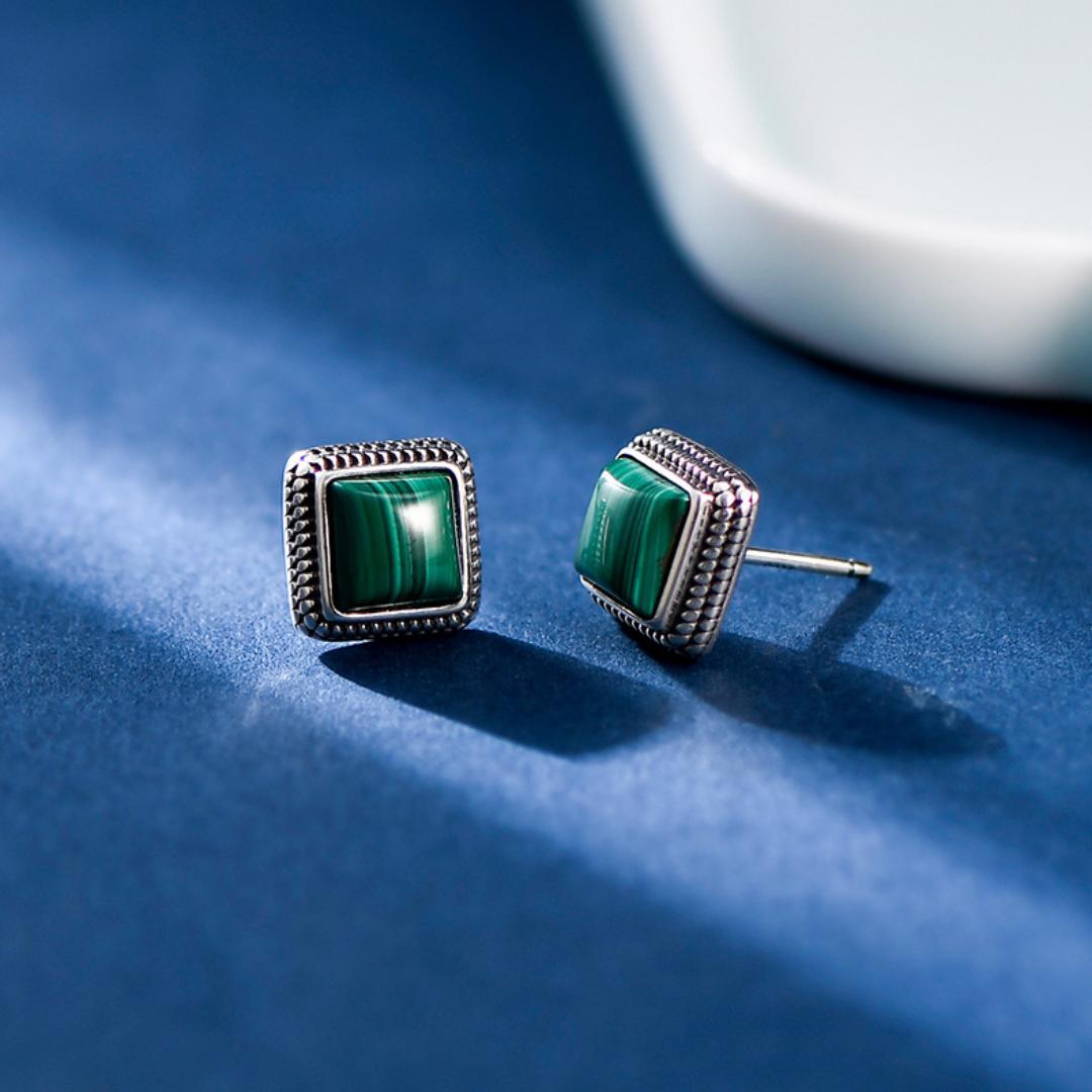 Boucles d'Oreilles Malachite Argent 925 – Bijou Renouveau - Biloria