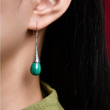 Boucles d'Oreilles Malachite Argent 925 – Croissance Spirituelle - Biloria