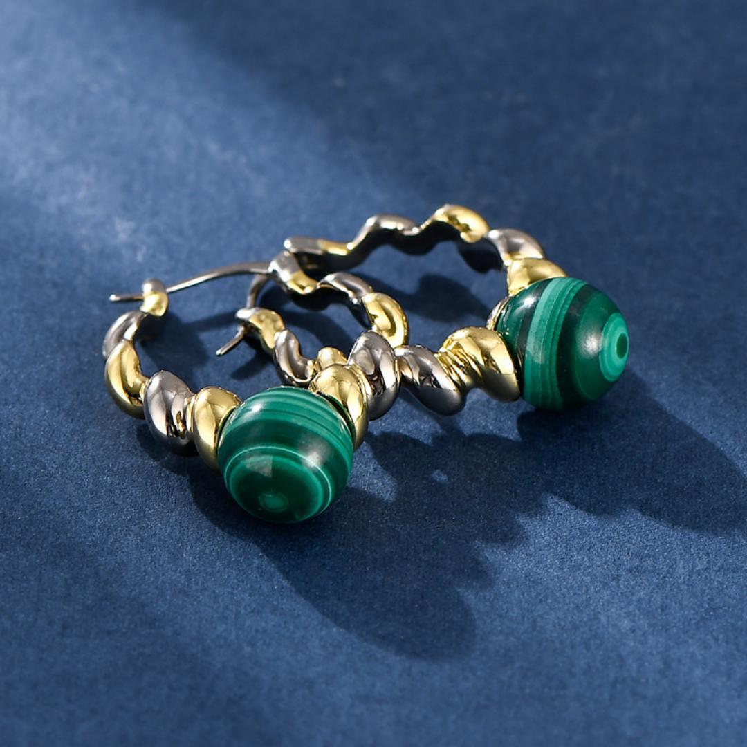 Boucles d'Oreilles Malachite Argent 925 – Évolution Personnelle - Biloria