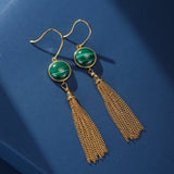 Boucles d'Oreilles Malachite – Argent Plaqué Or, Lithothérapie - Biloria