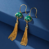 Boucles d'Oreilles Malachite – Argent Plaqué Or, Lithothérapie - Biloria