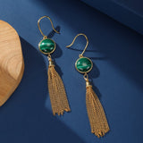 Boucles d'Oreilles Malachite – Argent Plaqué Or, Lithothérapie - Biloria