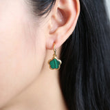 Boucles d'Oreilles Malachite Étoile Fleur Argent Plaqué Or - Biloria