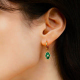 Boucles d'oreilles Malachite Hamsa étoilée, Argent plaqué or - Biloria