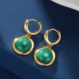 Boucles d'Oreilles Malachite Harmonie Verte Argent Plaqué Or - Biloria