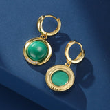 Boucles d'Oreilles Malachite Harmonie Verte Argent Plaqué Or - Biloria