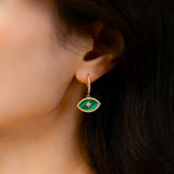 Boucles d'oreilles Malachite Œil Solaire – Argent Plaqué Or - Biloria