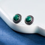 Boucles d'Oreilles Malachite ou Lapis Lazuli Argent 925 Croissance - Biloria