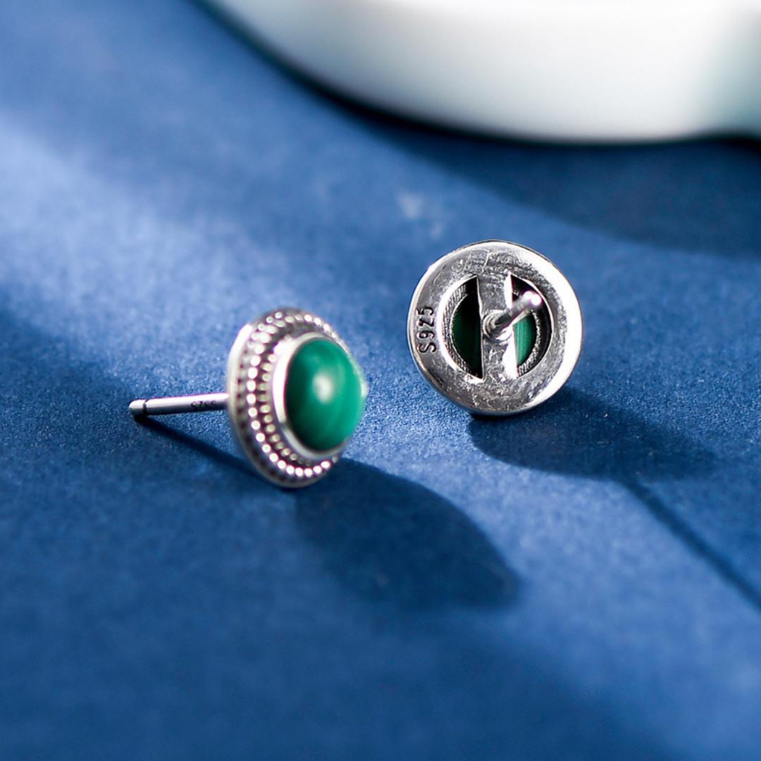 Boucles d'Oreilles Malachite ou Lapis Lazuli Argent 925 Croissance - Biloria