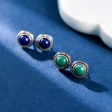 Boucles d'Oreilles Malachite ou Lapis Lazuli Argent 925 Croissance - Biloria