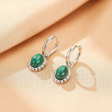Boucles d'oreilles Malachite ovale argent 925 - Bijou lithothérapie - Biloria