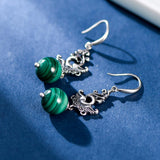 Boucles d'Oreilles Malachite Phénix Argent 925 - Biloria