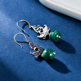 Boucles d'Oreilles Malachite Phénix Argent 925 - Biloria