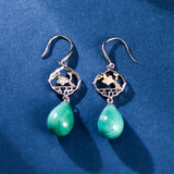 Boucles d'Oreilles Malachite Sakura Argent 925 - Biloria