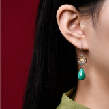Boucles d'Oreilles Malachite Sakura Argent 925 - Biloria