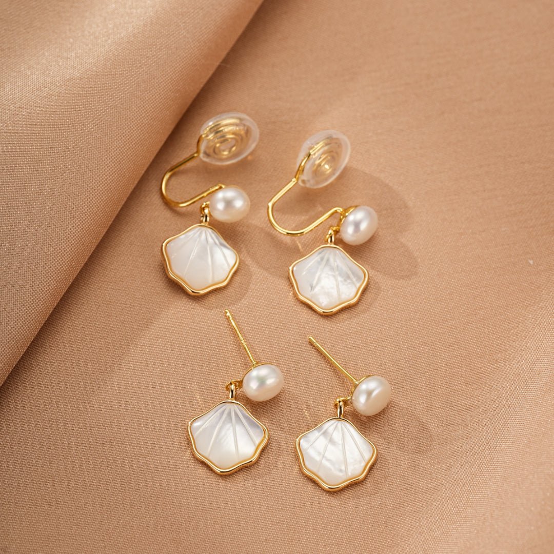 Boucles d'Oreilles Nacre et Perle Marine - Biloria