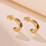 Boucles d'Oreilles Œil de Tigre Cercle Or – Protection et Élégance - Biloria