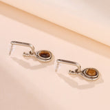 Boucles d'Oreilles Œil de Tigre en Plaqué Or – Bijoux Protecteurs - Biloria