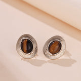 Boucles d'Oreilles Œil de Tigre et Zircons – Protection et Équilibre - Biloria