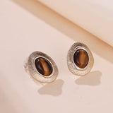 Boucles d'Oreilles Œil de Tigre et Zircons – Protection et Équilibre - Biloria