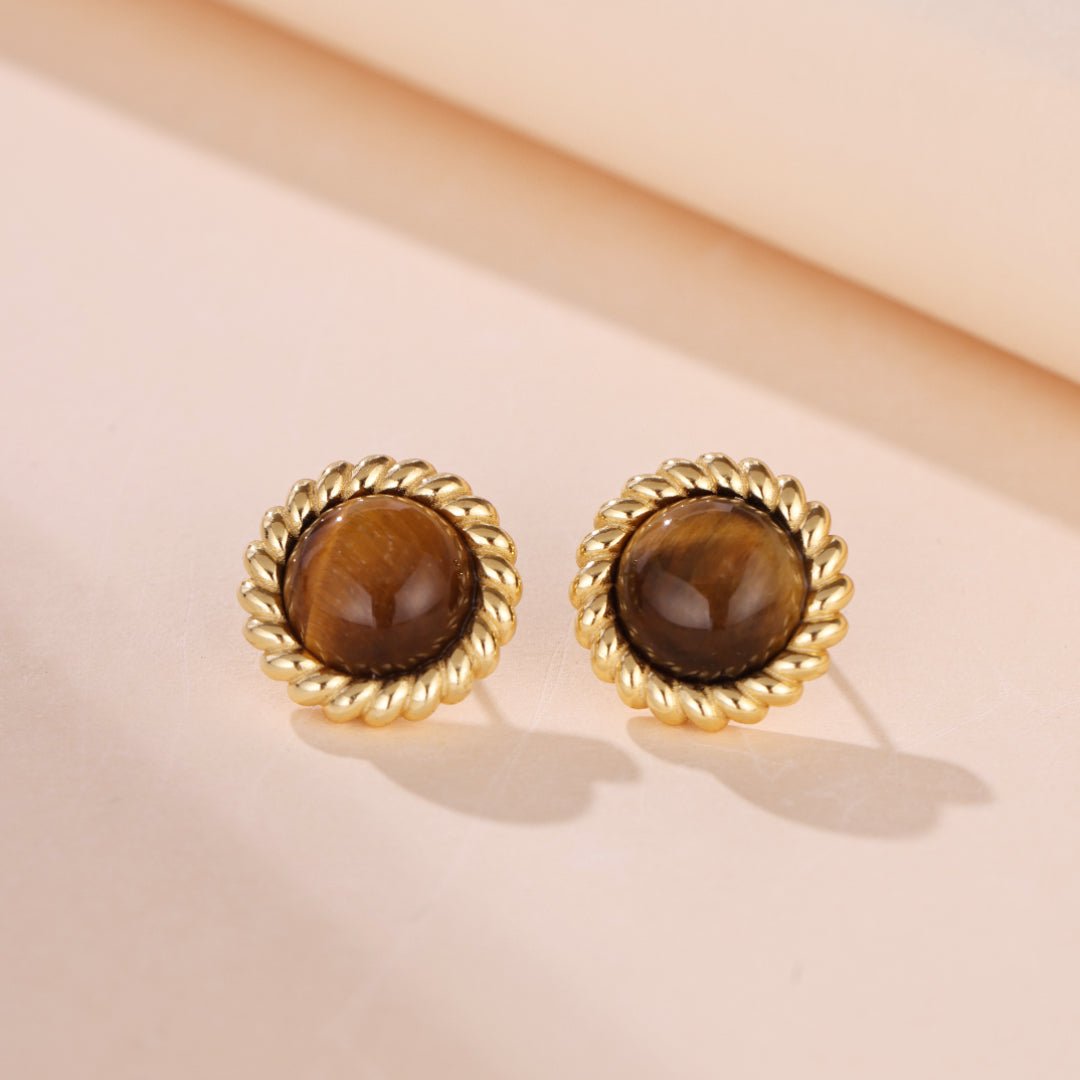Boucles d'Oreilles Œil de Tigre – Protection et Force Intérieure - Biloria