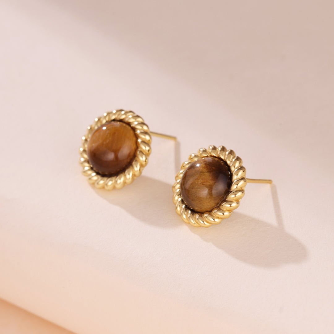 Boucles d'Oreilles Œil de Tigre – Protection et Force Intérieure - Biloria