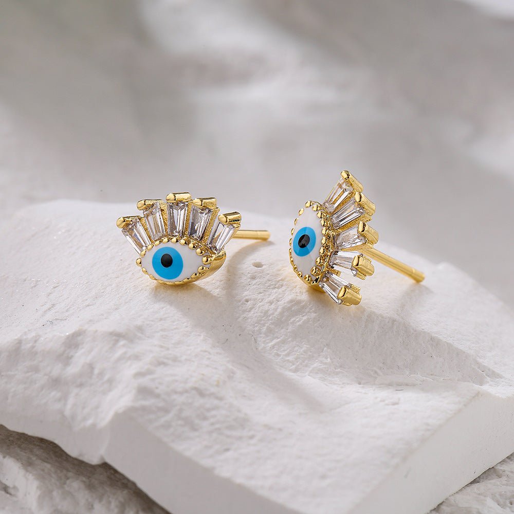 Boucles d'oreilles œil protecteur en cristal doré - Biloria