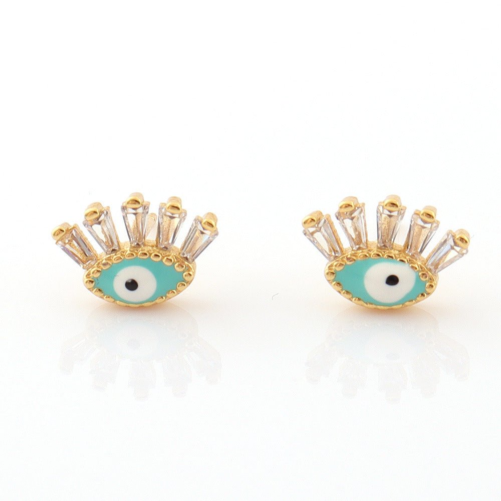 Boucles d'oreilles œil protecteur en cristal doré - Biloria