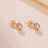 Boucles d'Oreilles Opale Blanche Brume Étoilée Argent Plaqué Or - Biloria