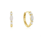 Boucles d'Oreilles Opale et Zircon – Créole Halo Argent Plaqué Or 18K - Biloria
