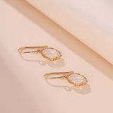 Boucles d'Oreilles Opale Flamme Mystique Argent Plaqué Or - Biloria