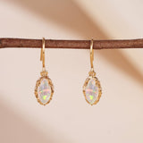 Boucles d'Oreilles Opale Flamme Mystique Argent Plaqué Or - Biloria