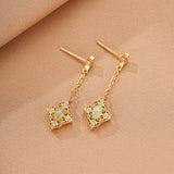 Boucles d'Oreilles Opale Naturelle, Argent Plaqué Or 10K - Biloria
