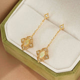 Boucles d'Oreilles Opale Naturelle, Argent Plaqué Or 10K - Biloria