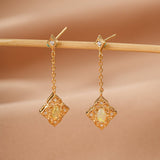 Boucles d'Oreilles Opale Naturelle, Argent Plaqué Or 10K - Biloria