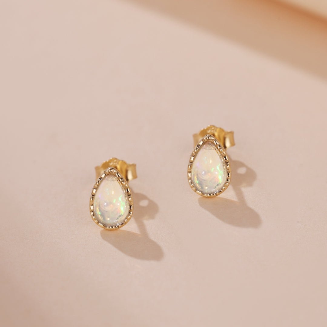 Boucles d'Oreilles Opale Sagesse Argent Plaqué Or – Bijou Spirituel - Biloria