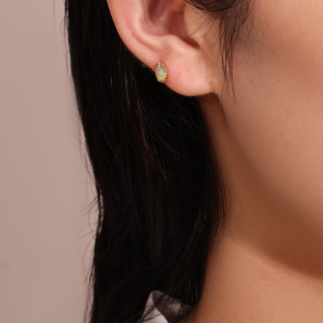 Boucles d'Oreilles Opale Sagesse Argent Plaqué Or – Bijou Spirituel - Biloria