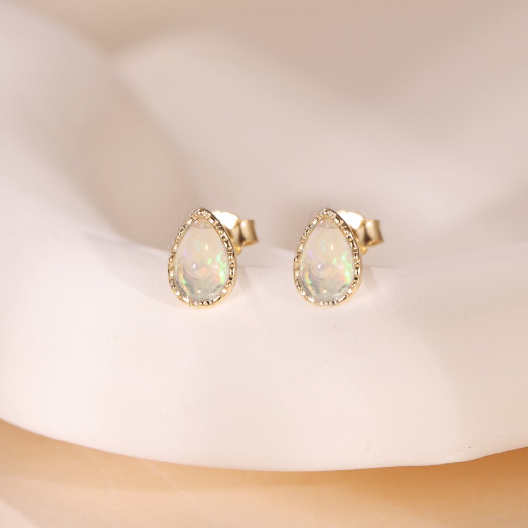 Boucles d'Oreilles Opale Sagesse Argent Plaqué Or – Bijou Spirituel - Biloria
