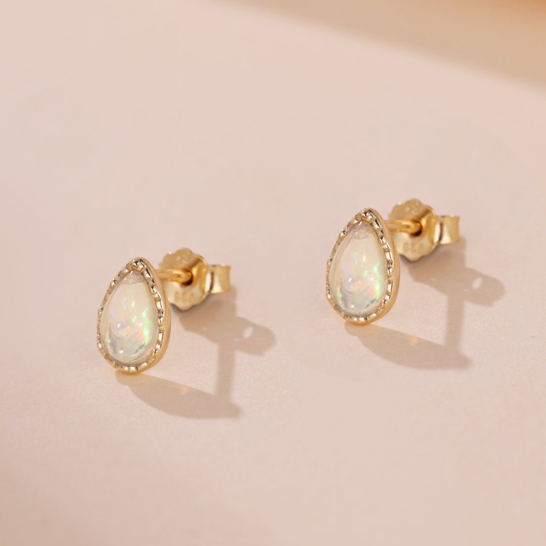 Boucles d'Oreilles Opale Sagesse Argent Plaqué Or – Bijou Spirituel - Biloria