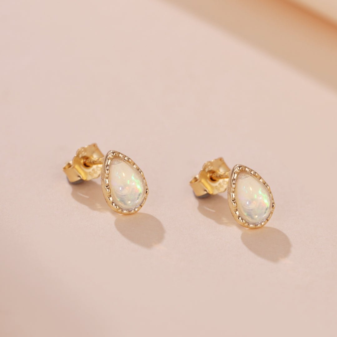 Boucles d'Oreilles Opale Sagesse Argent Plaqué Or – Bijou Spirituel - Biloria