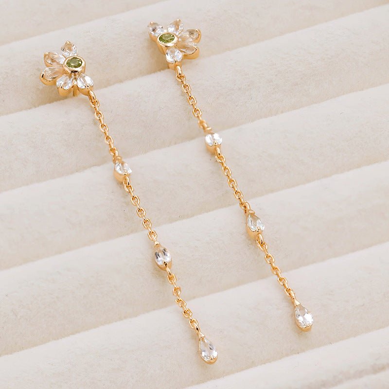 Boucles d'Oreilles Péridot et Topaze Vœux Éternel Argent Plaqué Or - Biloria