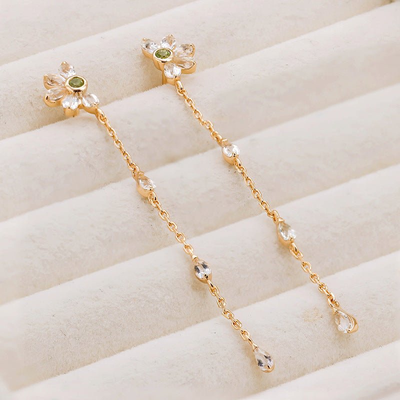 Boucles d'Oreilles Péridot et Topaze Vœux Éternel Argent Plaqué Or - Biloria